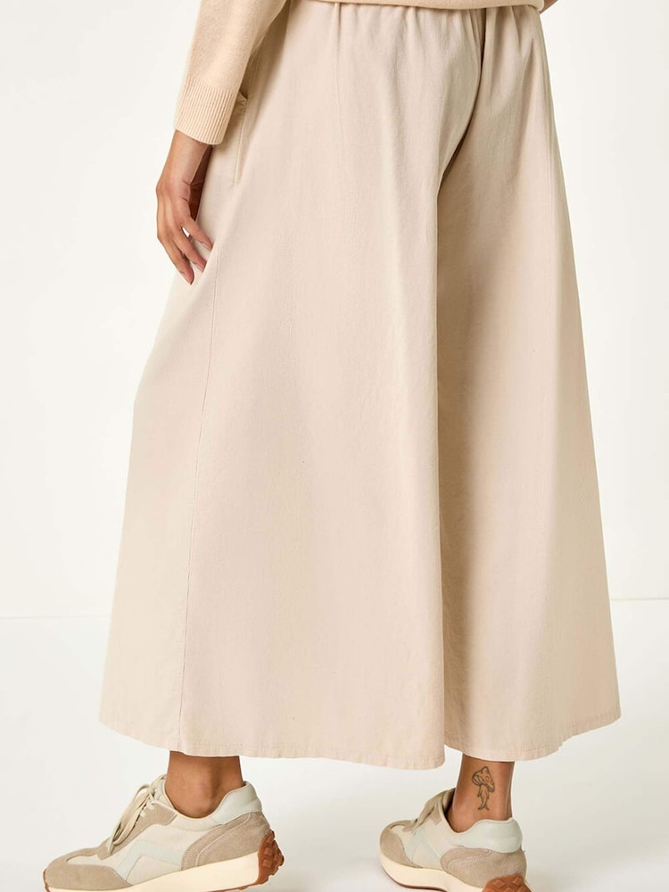 Roman Natural Corduroy Wide Leg 100% Cotton Culottes - Image 3 of 5