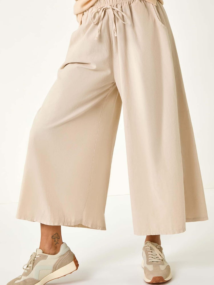 Roman Natural Corduroy Wide Leg 100% Cotton Culottes - Image 4 of 5