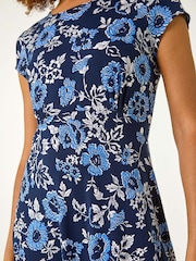 Roman Blue Floral Print Tea Dress - Image 5 of 5