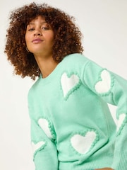 Roman Green Fun Heart Knit Jumper - Image 2 of 5