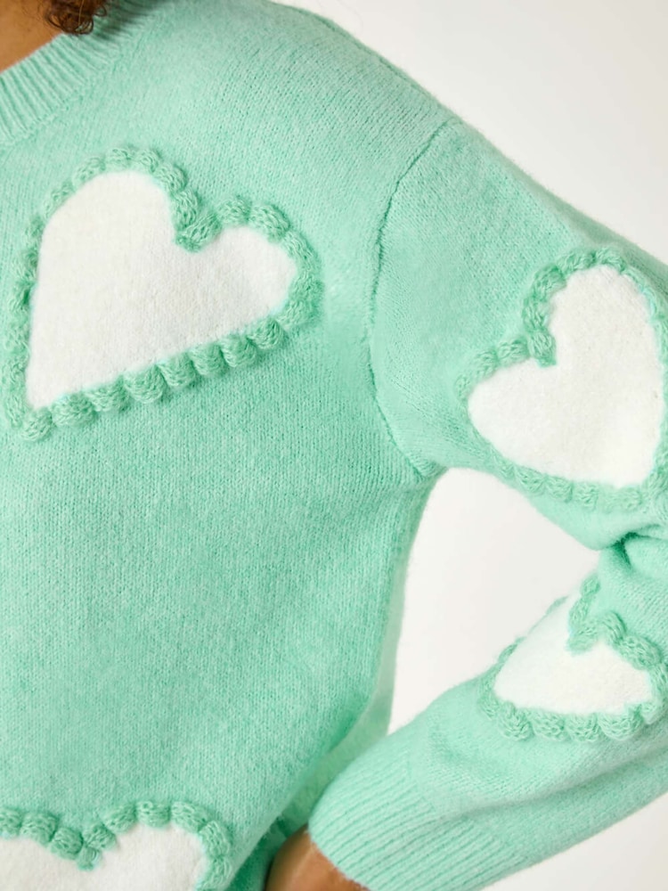 Roman Green Fun Heart Knit Jumper - Image 5 of 5