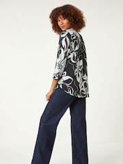 Roman Black Floral Textured Print Shirt - Image 3 of 5