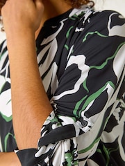 Roman Black Floral Textured Print Shirt - Image 5 of 5