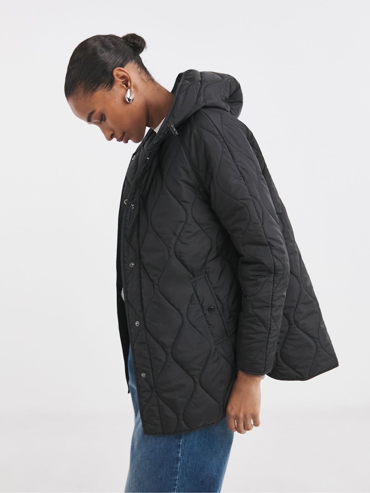 JD Williams Black Short Quilted Jacket - Image 1 of 4
