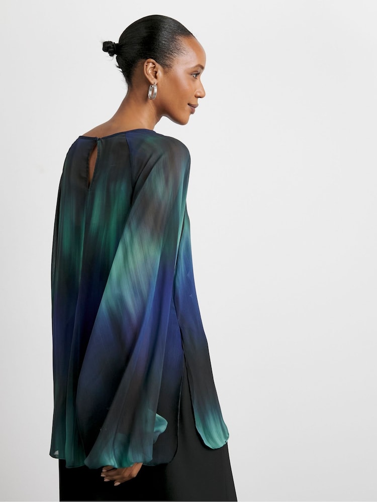 Joanna Hope Blue Tie Sleeve Blouse - Image 2 of 4
