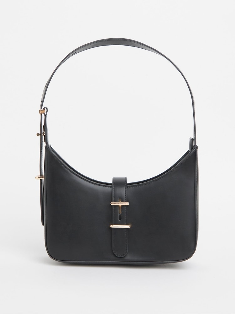JD Williams Black Buckle Detail Shoulder Bag - Image 1 of 4