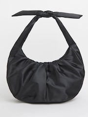 JD Williams Black Satin Bow Detail Tote Bag - Image 1 of 4
