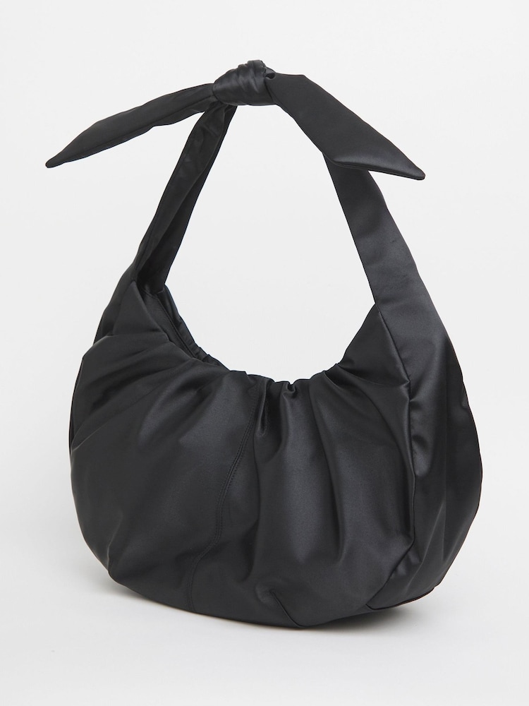 JD Williams Black Satin Bow Detail Tote Bag - Image 2 of 4