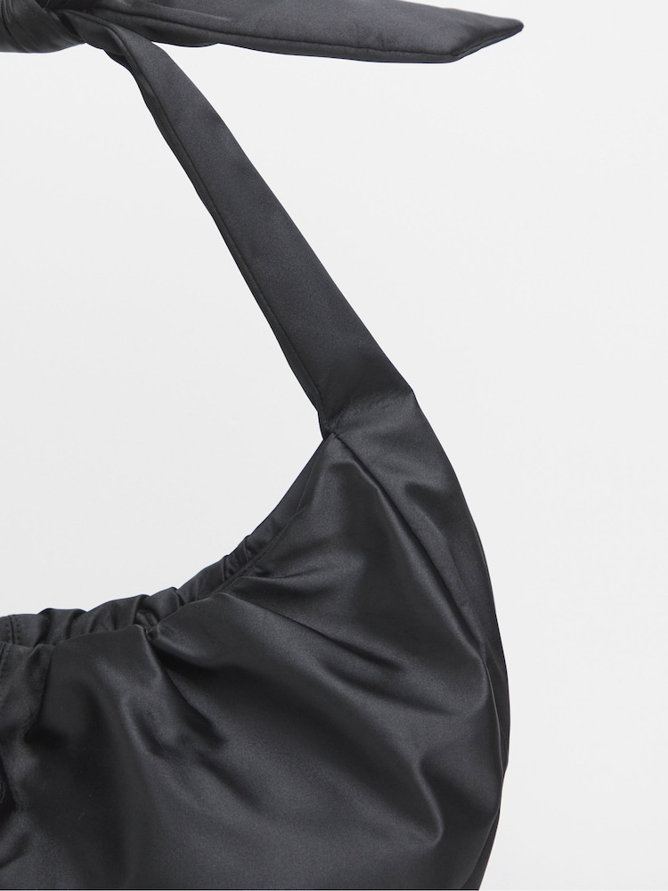 JD Williams Black Satin Bow Detail Tote Bag - Image 3 of 4