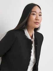 JD Williams Black Collarless Boucle Blazer - Image 3 of 4
