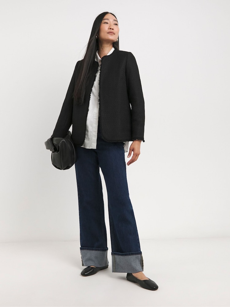 JD Williams Black Collarless Boucle Blazer - Image 4 of 4