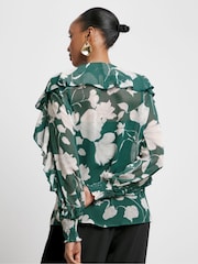 Joanna Hope Green Crinkle Chiffon Romantic Ruffle Blouse - Image 2 of 4