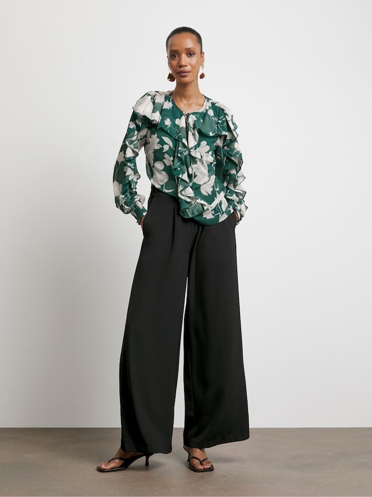 Joanna Hope Green Crinkle Chiffon Romantic Ruffle Blouse - Image 4 of 4 Joanna Hope Green Crinkle Chiffon Romantic Ruffle Blouse - Image 4 of 4
