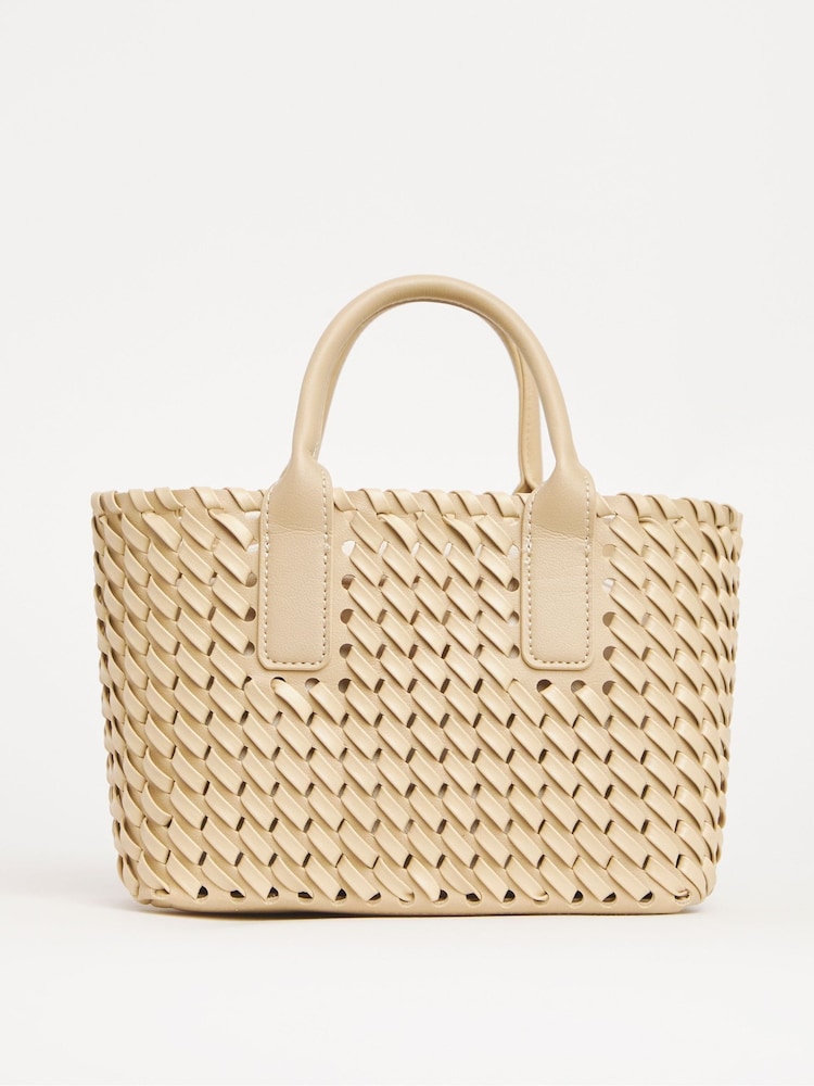JD Williams Natural Mini Weave Tote Bag - Image 1 of 3