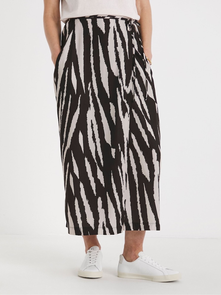 JD Williams Black Herringbone Wrap Midi Skirt - Image 1 of 4