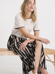 JD Williams Black Herringbone Wrap Midi Skirt - Image 2 of 4
