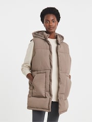 JD Williams Brown Long Hooded Leisure Gilet - Image 1 of 4