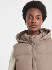 JD Williams Brown Long Hooded Leisure Gilet - Image 3 of 4