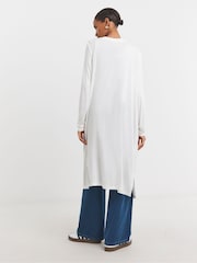 JD Williams White Longline Jersey Pocket Cardigan - Image 3 of 4