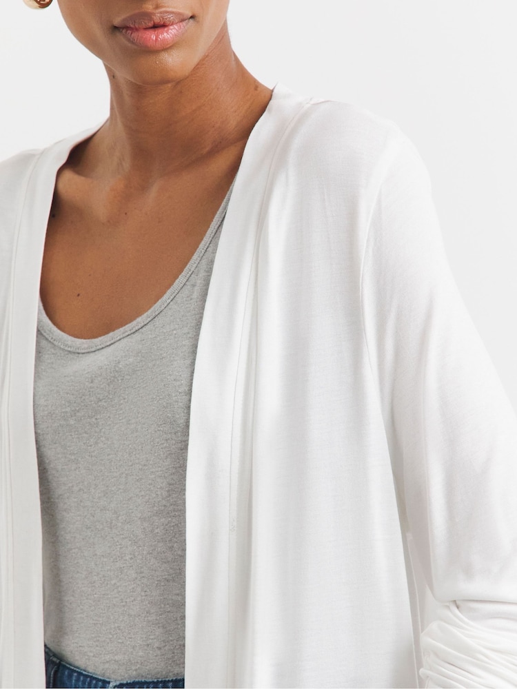 JD Williams White Longline Jersey Pocket Cardigan - Image 4 of 4