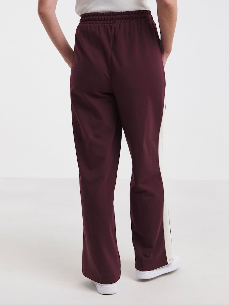 JD Williams Red 100% Cotton Side Stripe Wide Leg Joggers - Image 2 of 4