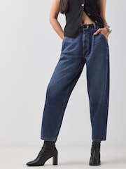 JD Williams Blue Barrel Leg Jeans - Image 1 of 4