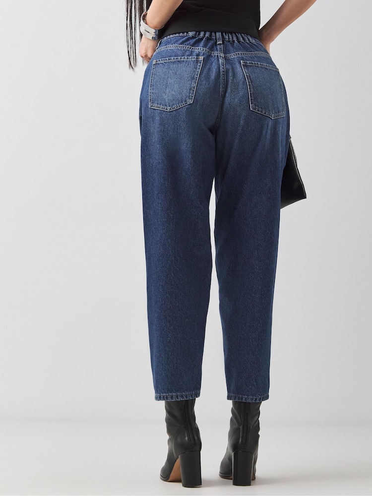 JD Williams Blue Barrel Leg Jeans - Image 2 of 4