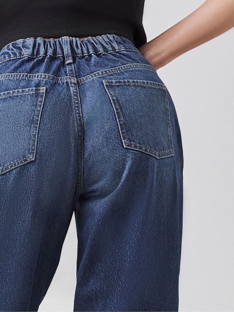 JD Williams Blue Barrel Leg Jeans - Image 4 of 4