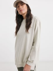 JD Williams Grey Longline Seam Detail Sweatshirt - Image 1 of 3