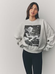 Grey Lady Gaga Official Licensed Graphic Washed Crew Neck Sweatshirt - Image 4 of 8