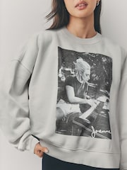 Grey Lady Gaga Official Licensed Graphic Washed Crew Neck Sweatshirt - Image 5 of 8