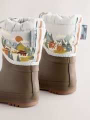 Neutral Brown Bear Scene Quilted Cuff Wellies - Image 5 of 5