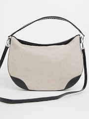 JD Williams Cream Canvas And PU Shoulder Bag - Image 1 of 4
