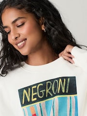 Ecru Artist Editions Frankie Thorp X Next Hand Painted Negroni Cocktaill Graphic Sweatshirt - Image 5 of 5