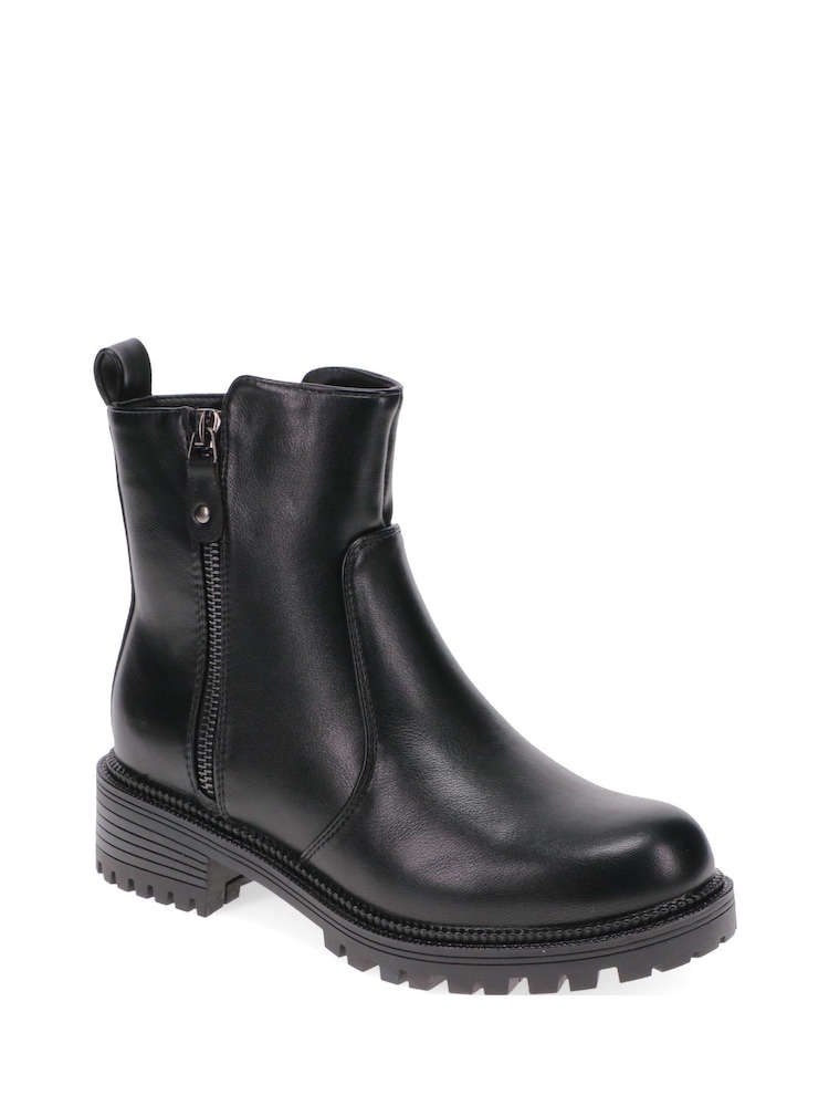 Pavers Black Zip-Up Chunky Ankle Boots - Image 2 of 5