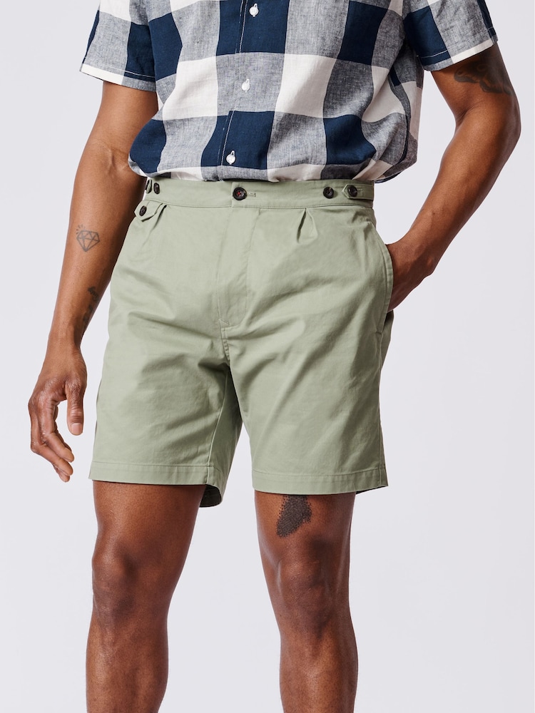 Aubin Green 100% Cotton Oahu Single Pleat Shorts - Image 1 of 3
