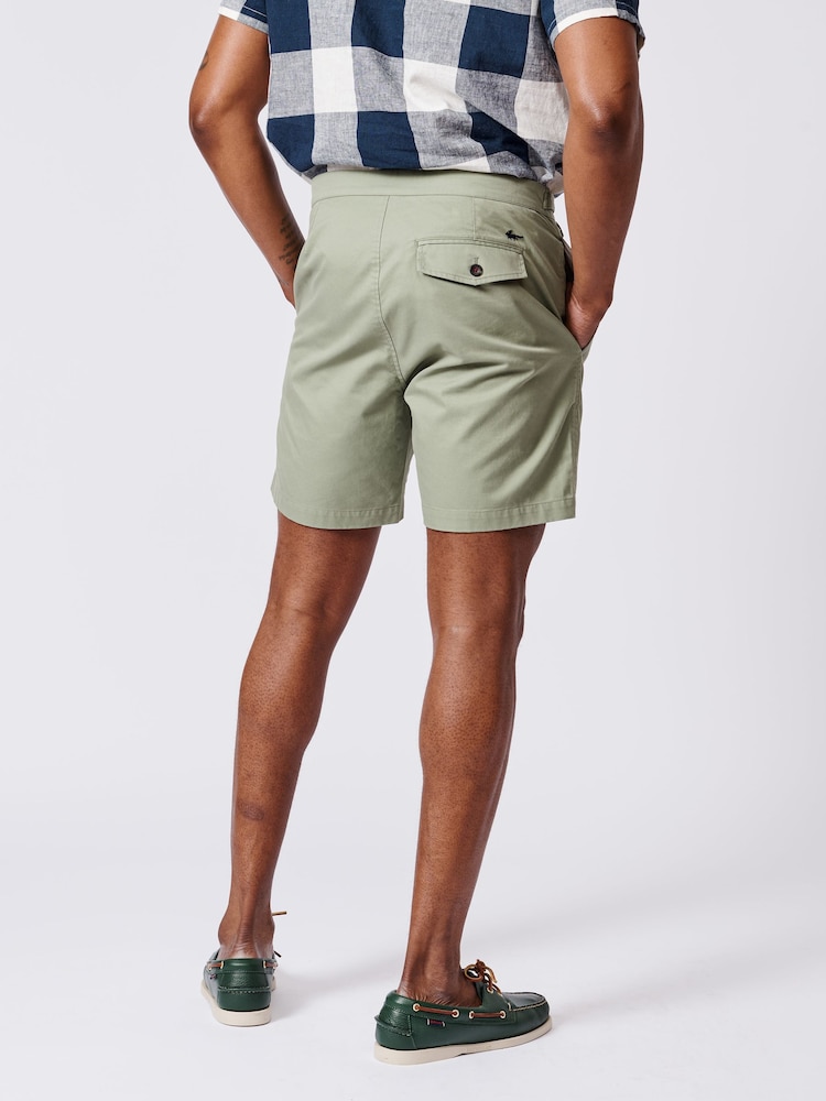 Aubin Green 100% Cotton Oahu Single Pleat Shorts - Image 2 of 3