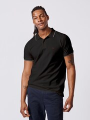 Aubin 100% Cotton Percy Tipped Black Polo Shirt - Image 1 of 3