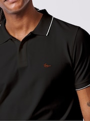 Aubin 100% Cotton Percy Tipped Black Polo Shirt - Image 3 of 3