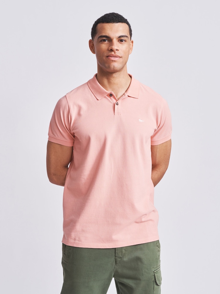 Aubin Pink Marcel Pique 100% Cotton Polo Shirt - Image 1 of 3