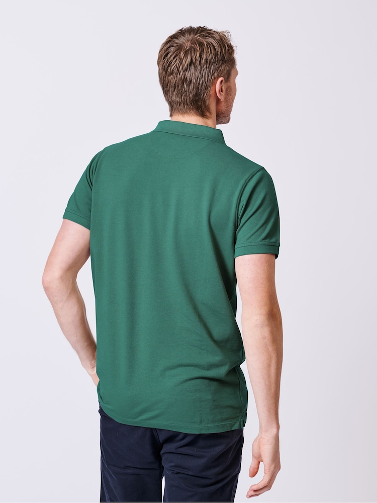 Aubin Green 100% Cotton Marcel Pique Polo Shirt - Image 2 of 3