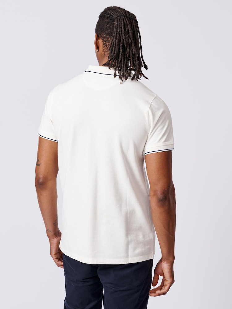 Aubin Percy Tipped 100% Cotton White Polo Shirt - Image 2 of 3