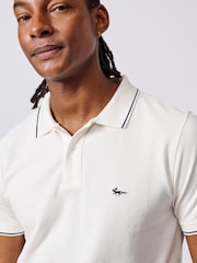 Aubin Percy Tipped 100% Cotton White Polo Shirt - Image 3 of 3