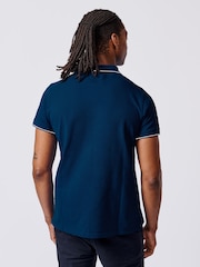 Aubin Blue 100% Cotton Percy Tipped Polo Shirt - Image 2 of 2