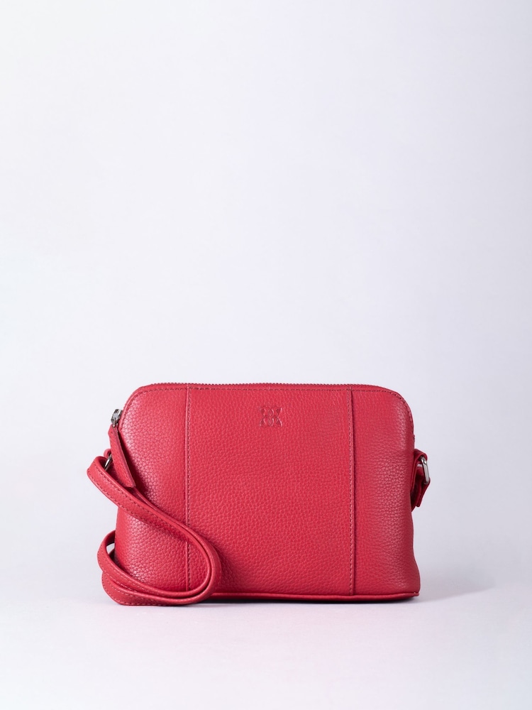 Lakeland Leather Red Alston Curved Leather Cross-Body Bag - Image 2 of 7
