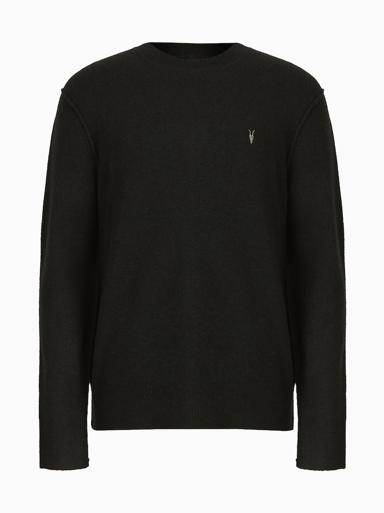 AllSaints Black Statten Crew Jumper - Image 7 of 7