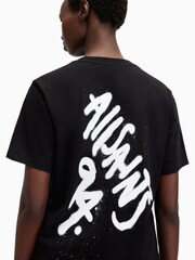 AllSaints Black Spray 100% Organic Cotton T-Shirt - Image 2 of 6