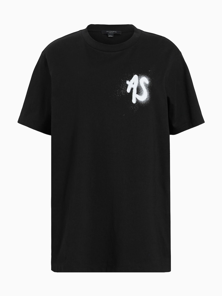 AllSaints Black Spray 100% Organic Cotton T-Shirt - Image 6 of 6
