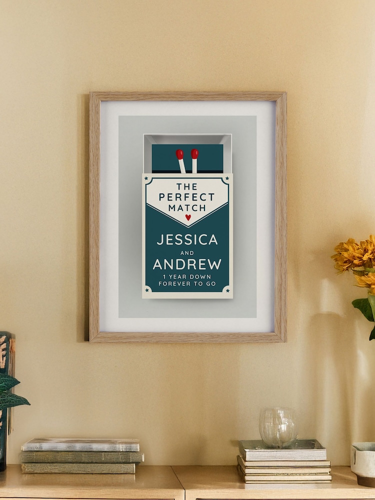 Personalised "The Perfect Match" Couples Oak Framed Print by PMC - Image 1 of 3