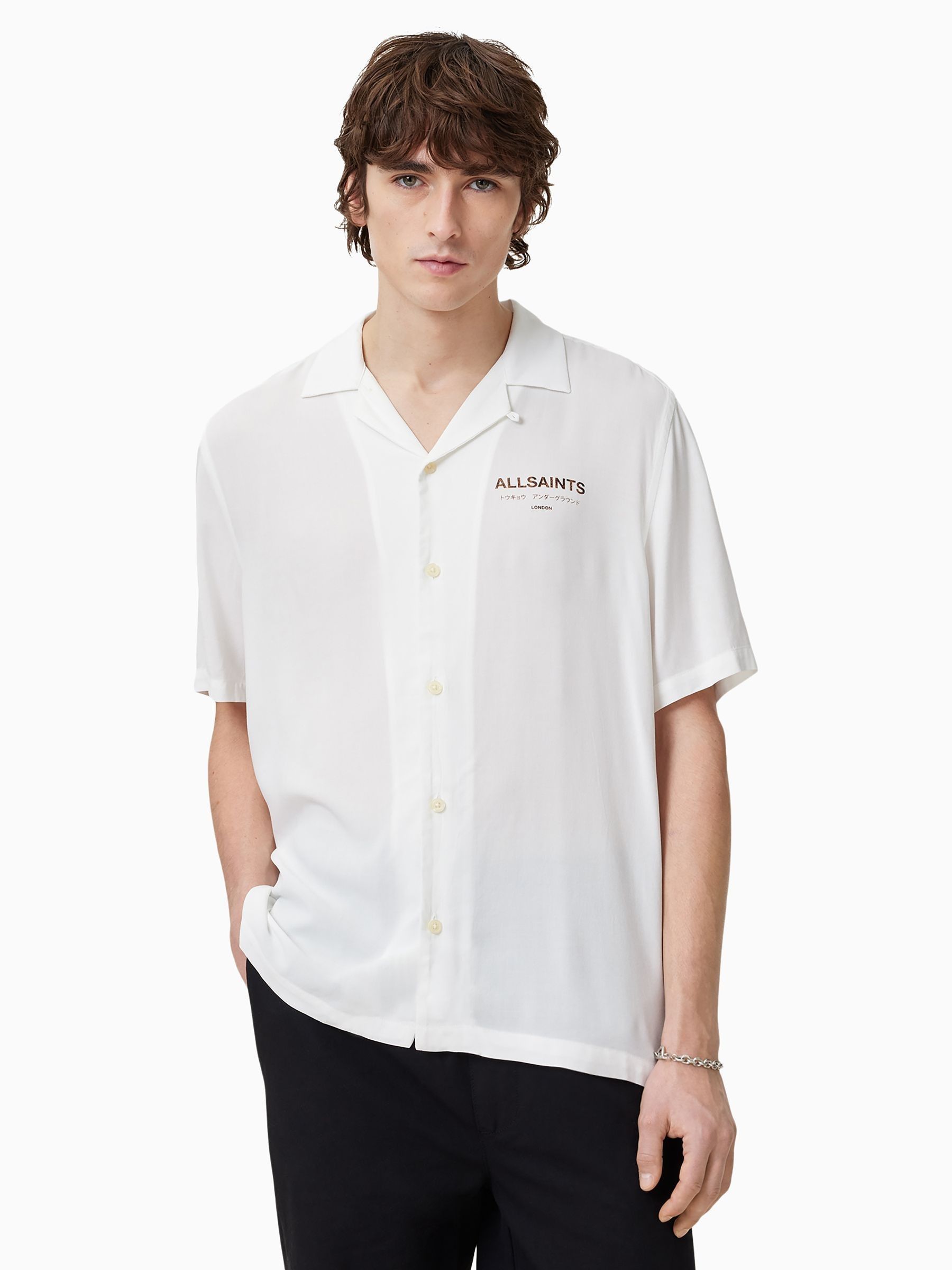 SURT WHITEシャツ Hawthorne Ramskull Stretch Fit Shirt White | ALLSAINTS US
